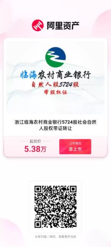 临海农商行5724股股权拍卖